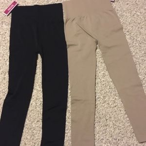 Pair of leggings -  one black, one tan